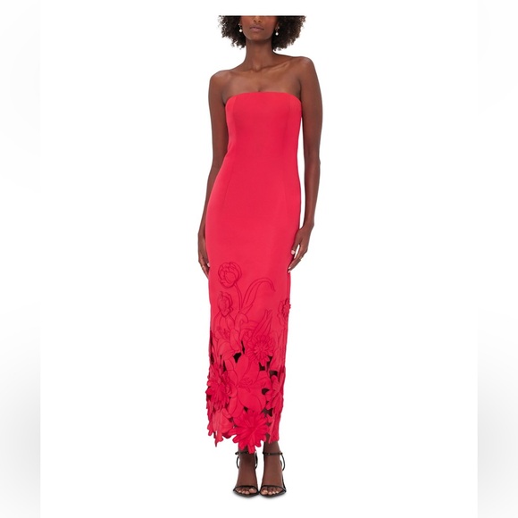 Leo Lin Dresses & Skirts - Leo Lin Rayna Appliqué Bustier Maxi Dress Rose Bright Pink Size 12 NWT